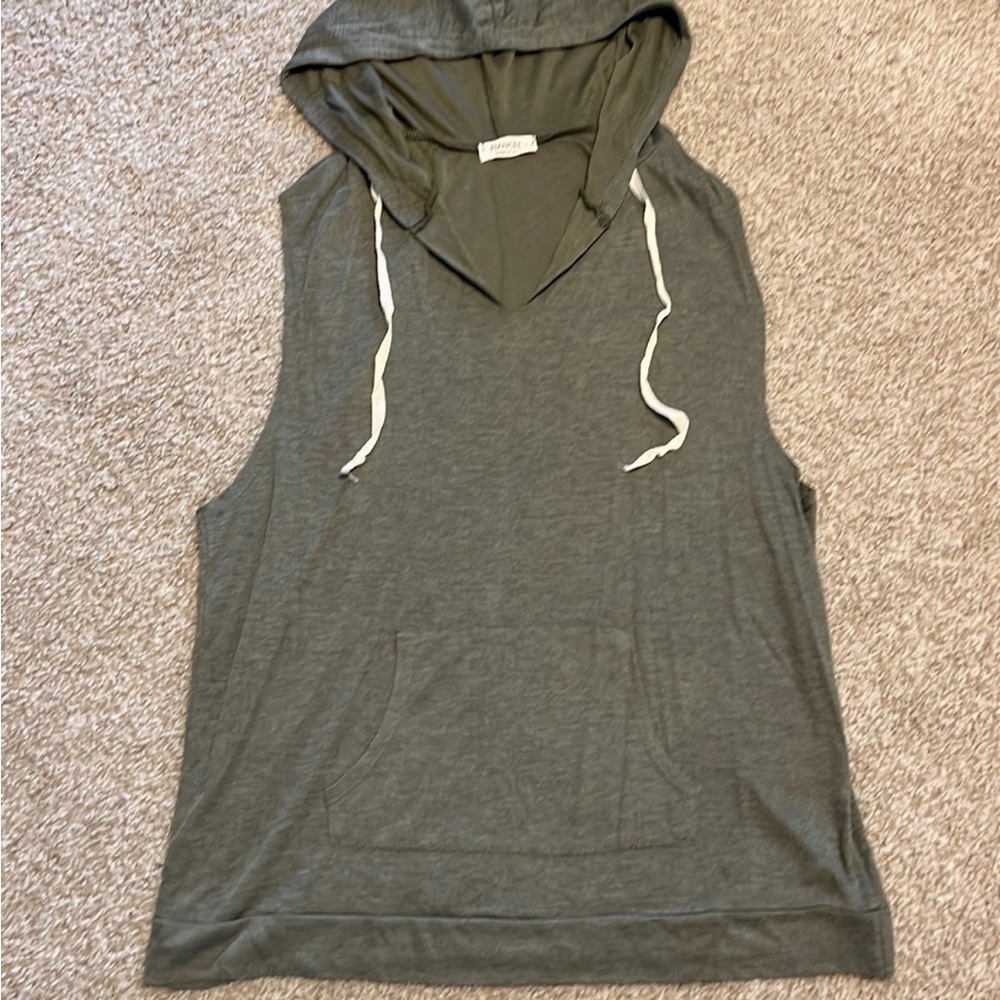 Olive Green Cutoff Hoodie Large